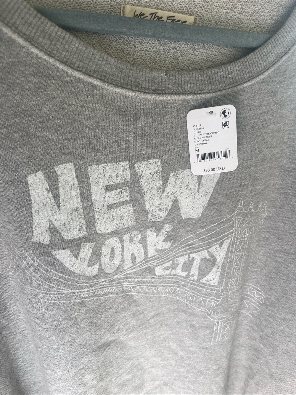 We The Free Gray New York City Scoop Neck Pullover, NWT - Picture 2 of 5